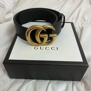 🤩EXCELLENT Gucci black marmont belt Box &Dust Bag